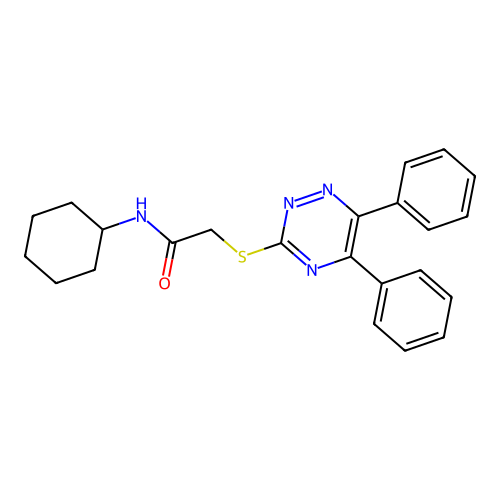 N-cyclohexyl-2-[(5,6-diphenyl-1,2,4-triazin-3-yl)sulfanyl]acetamide structure