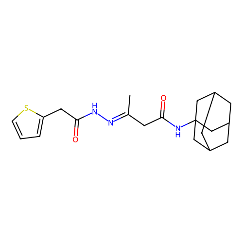 N-Adamantan-1-yl-3-[(2-thiophen-2-yl-acetyl)-hydrazono]-butyramide structure
