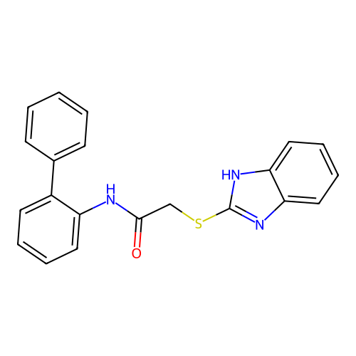 2-(1H-benzimidazol-2-ylsulfanyl)-N-(biphenyl-2-yl)acetamide structure