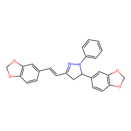 5-(1,3-benzodioxol-5-yl)-3-[(E)-2-(1,3-benzodioxol-5-yl)ethenyl]-1-phenyl-4,5-dihydro-1H-pyrazole structure