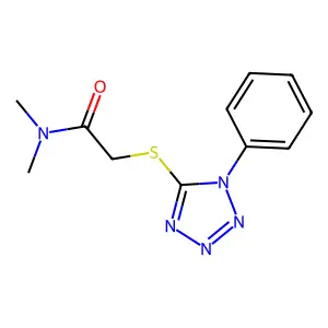N,N-dimethyl-2-(1-phenyltetrazol-5-yl)sulfanylacetamide structure
