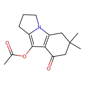 (7,7-dimethyl-5-oxo-2,3,6,8-tetrahydro-1H-pyrrolo[1,2-a]indol-4-yl) acetate structure