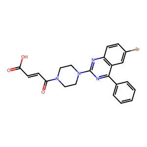 (2Z)-4-[4-(6-bromo-4-phenylquinazolin-2-yl)piperazin-1-yl]-4-oxobut-2-enoic acid structure