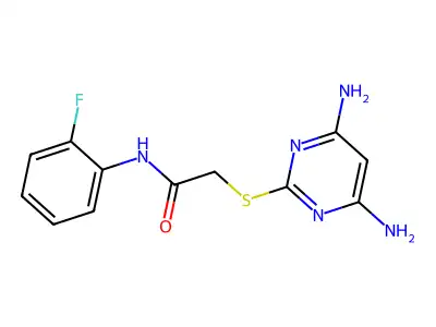 2-[(4,6-Diamino-2-pyrimidinyl)thio]-N-(2-fluorophenyl)acetamide structure