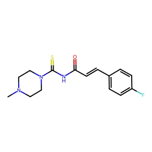 (E)-3-(4-fluorophenyl)-N-(4-methylpiperazine-1-carbothioyl)prop-2-enamide structure