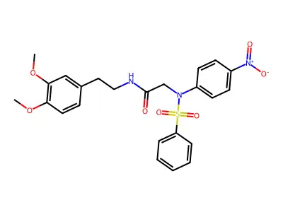 2-[N-(benzenesulfonyl)-4-nitroanilino]-N-[2-(3,4-dimethoxyphenyl)ethyl]acetamide structure