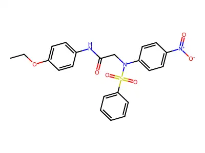2-[N-(benzenesulfonyl)-4-nitroanilino]-N-(4-ethoxyphenyl)acetamide structure