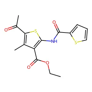 Ethyl 5-acetyl-4-methyl-2-(thiophene-2-carbonylamino)thiophene-3-carboxylate structure
