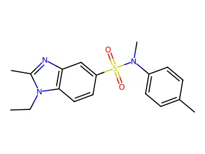 1-ethyl-N,2-dimethyl-N-(4-methylphenyl)-1H-benzimidazole-5-sulfonamide structure