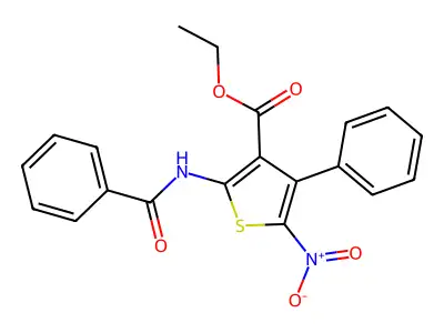 Ethyl 2-benzamido-5-nitro-4-phenylthiophene-3-carboxylate structure