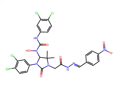 3-(3,4-Dichlorophenyl)-4-[[[(3,4-dichlorophenyl)amino]carbonyl]hydroxyamino]-5,5-dimethyl-2-oxo-1-imidazolidineacetic acid 2-[(4-nitrophenyl)methylene]hydrazide structure