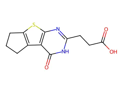 3-(4-oxo-4,5,6,7-tetrahydro-3H-cyclopenta[4,5]thieno[2,3-d]pyrimidin-2-yl)propanoic acid structure