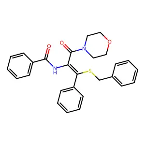 N-[(Z)-1-benzylsulfanyl-3-morpholin-4-yl-3-oxo-1-phenylprop-1-en-2-yl]benzamide structure