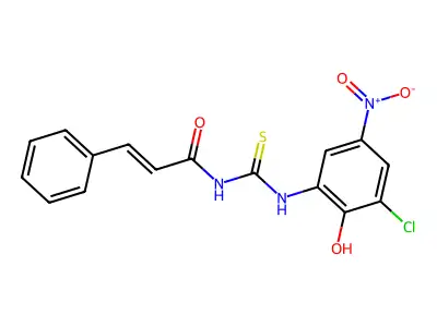 (E)-N-[(3-chloro-2-hydroxy-5-nitrophenyl)carbamothioyl]-3-phenylprop-2-enamide structure