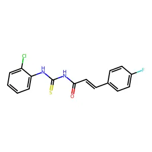 (E)-N-[(2-chlorophenyl)carbamothioyl]-3-(4-fluorophenyl)prop-2-enamide structure