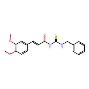 (E)-N-(benzylcarbamothioyl)-3-(3,4-dimethoxyphenyl)prop-2-enamide structure