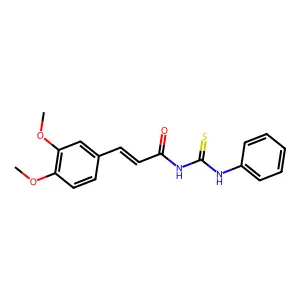 (E)-3-(3,4-dimethoxyphenyl)-N-(phenylcarbamothioyl)prop-2-enamide structure