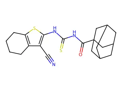 N-[(3-cyano-4,5,6,7-tetrahydro-1-benzothiophen-2-yl)carbamothioyl]adamantane-1-carboxamide structure
