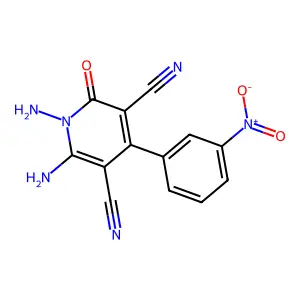 1,6-Diamino-4-(3-nitrophenyl)-2-oxo-1,2-dihydropyridine-3,5-dicarbonitrile structure