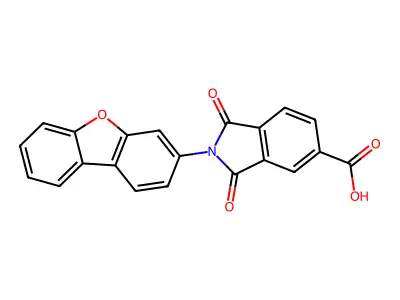2-Dibenzo[b,d]furan-3-yl-1,3-dioxo-5-isoindolinecarboxylic acid structure
