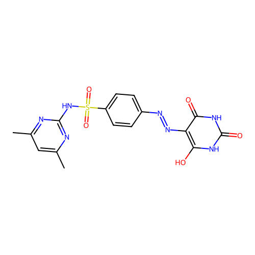 5-{[(4-{[(4,6-dimethylpyrimidin-2-yl)amino]sulfonyl}phenyl)amino]azamethylene} -1,3-dihydropyrimidine-2,4,6-trione structure