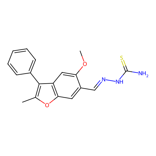 [(E)-(5-methoxy-2-methyl-3-phenyl-1-benzofuran-6-yl)methylideneamino]thiourea structure