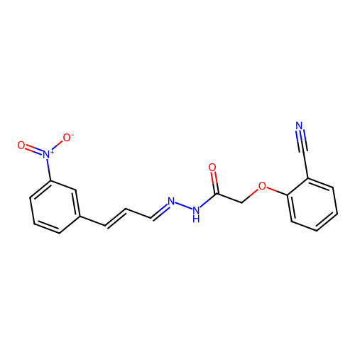 2-(2-cyanophenoxy)-N'-[(1E,2E)-3-(3-nitrophenyl)prop-2-en-1-ylidene]acetohydrazide structure