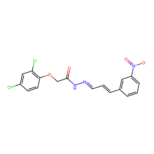 2-(2,4-dichlorophenoxy)-N'-[(1E,2E)-3-(3-nitrophenyl)prop-2-en-1-ylidene]acetohydrazide structure