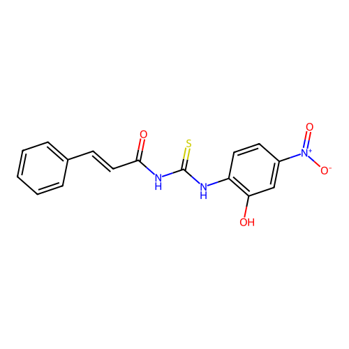 (2E)-N-[(2-hydroxy-4-nitrophenyl)carbamothioyl]-3-phenylprop-2-enamide structure