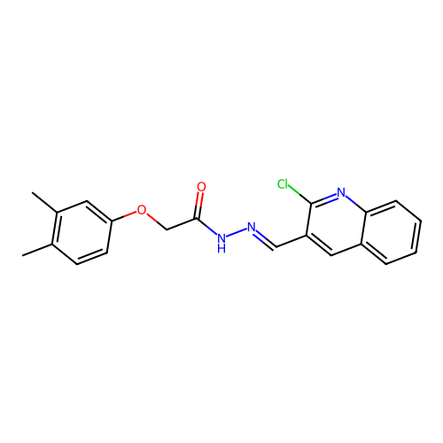 N-[(E)-(2-chloroquinolin-3-yl)methylideneamino]-2-(3,4-dimethylphenoxy)acetamide structure