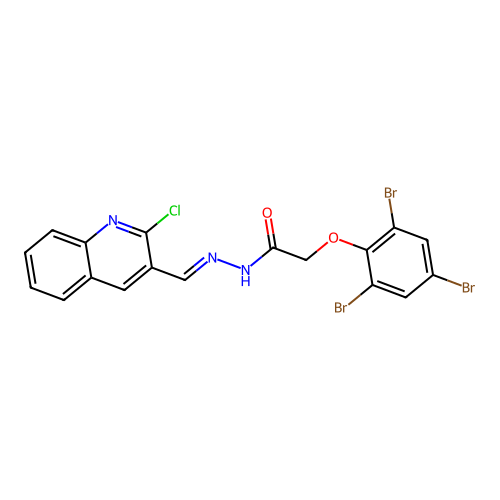 N'-[(E)-(2-chloroquinolin-3-yl)methylidene]-2-(2,4,6-tribromophenoxy)acetohydrazide structure