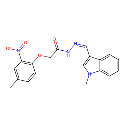 N'-[(Z)-(1-methyl-1H-indol-3-yl)methylidene]-2-(4-methyl-2-nitrophenoxy)acetohydrazide structure
