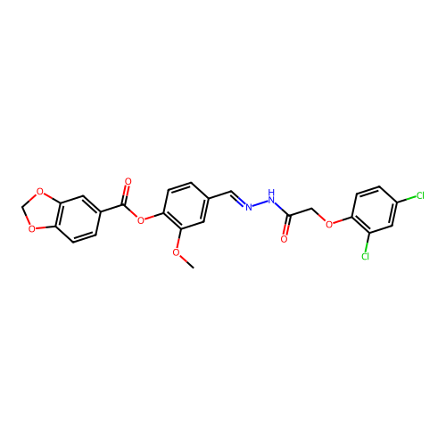 4-[(E)-{2-[(2,4-dichlorophenoxy)acetyl]hydrazinylidene}methyl]-2-methoxyphenyl 1,3-benzodioxole-5-carboxylate structure