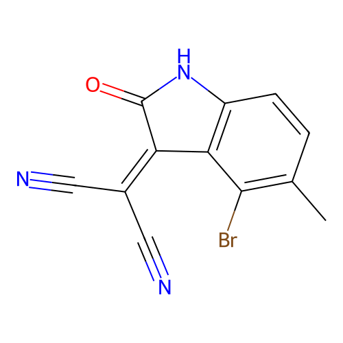 (4-bromo-5-methyl-2-oxo-1,2-dihydro-3H-indol-3-ylidene)malononitrile structure