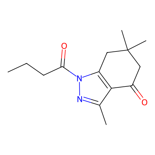 1-butyryl-3,6,6-trimethyl-1,5,6,7-tetrahydro-4H-indazol-4-one structure