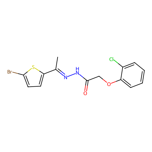 N'-[(1E)-1-(5-bromothiophen-2-yl)ethylidene]-2-(2-chlorophenoxy)acetohydrazide structure