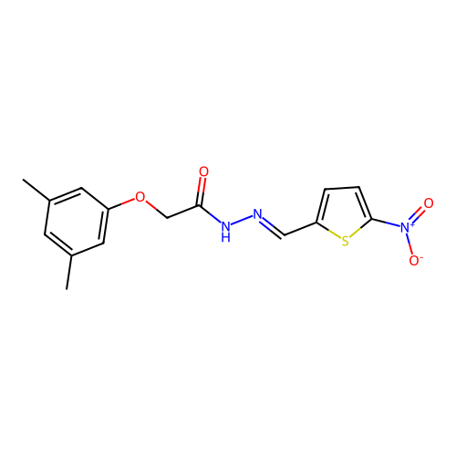 2-(3,5-dimethylphenoxy)-N-[(E)-(5-nitrothiophen-2-yl)methylideneamino]acetamide structure