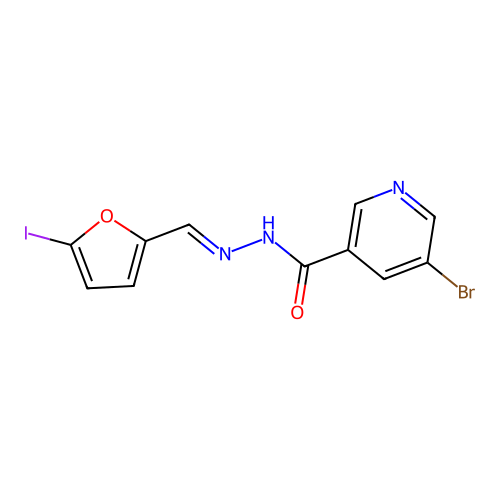 5-bromo-N-[(E)-(5-iodofuran-2-yl)methylideneamino]pyridine-3-carboxamide structure