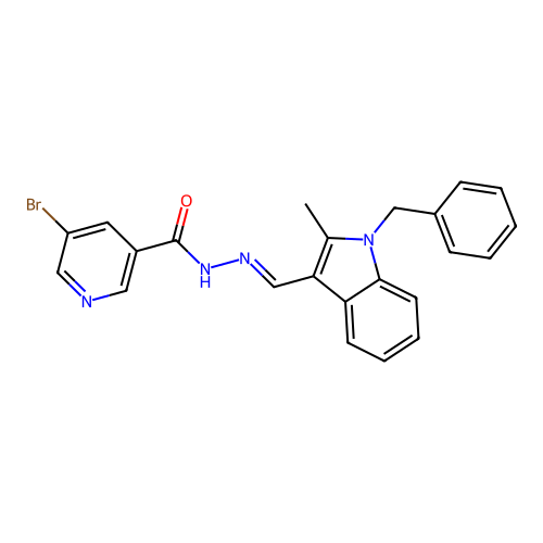 N'-[(E)-(1-benzyl-2-methyl-1H-indol-3-yl)methylidene]-5-bromopyridine-3-carbohydrazide structure