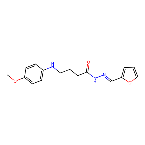 N-[(E)-furan-2-ylmethylideneamino]-4-(4-methoxyanilino)butanamide structure