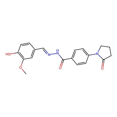 N'-[(1E)-(4-hydroxy-3-methoxyphenyl)methylidene]-4-(2-oxopyrrolidin-1-yl)benzohydrazide structure