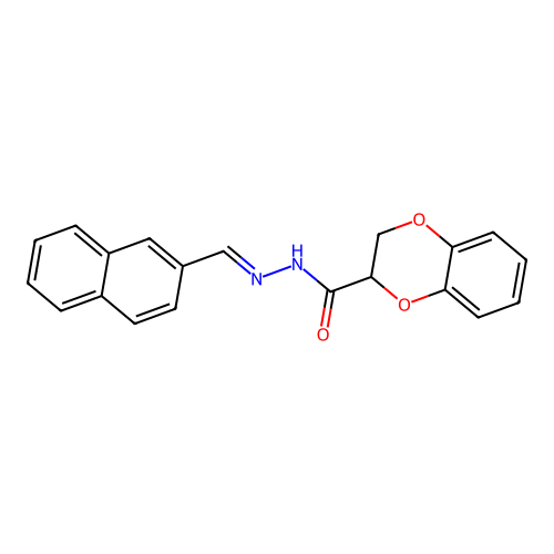 N'-[(E)-naphthalen-2-ylmethylidene]-2,3-dihydro-1,4-benzodioxine-2-carbohydrazide structure