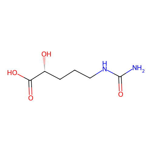 (2R)-5-(carbamoylamino)-2-hydroxypentanoic acid structure
