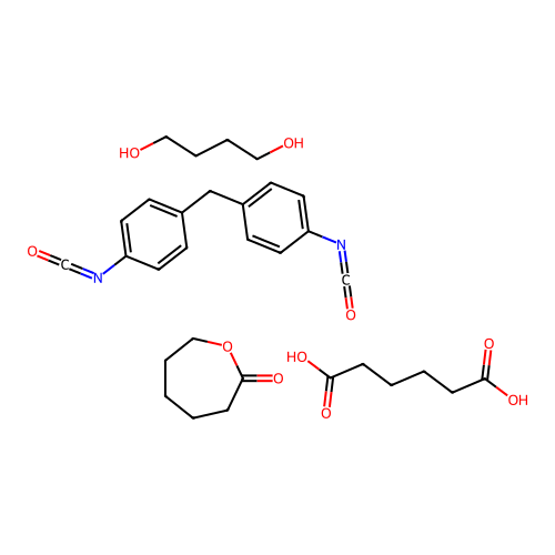 Methylene diphenyl diisocyanate, butanediol, adipic acid, EPSILON.-caprolactone polymer structure