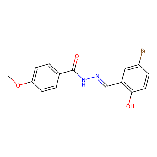 N-[(5-bromo-2-hydroxyphenyl)methylideneamino]-4-methoxybenzamide structure