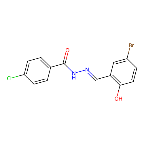 N-[(5-bromo-2-hydroxyphenyl)methylideneamino]-4-chlorobenzamide structure