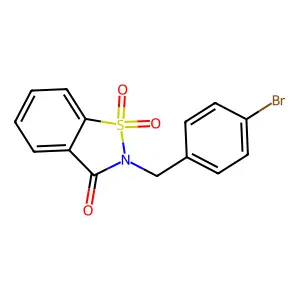 2-[(4-Bromophenyl)methyl]-1,1-dioxo-1,2-benzothiazol-3-one structure