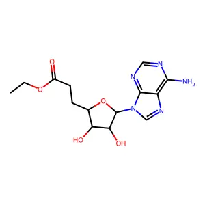 Ethyl 3-[5-(6-aminopurin-9-yl)-3,4-dihydroxyoxolan-2-yl]propanoate structure