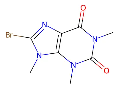 8-bromo-1,3,9-trimethyl-2,3,6,9-tetrahydro-1H-purine-2,6-dione structure
