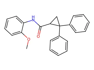 N-(2-methoxyphenyl)-2,2-diphenylcyclopropanecarboxamide structure